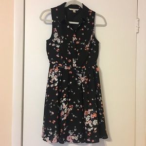 Lauren Conrad Black Floral Sleeveless Dress
